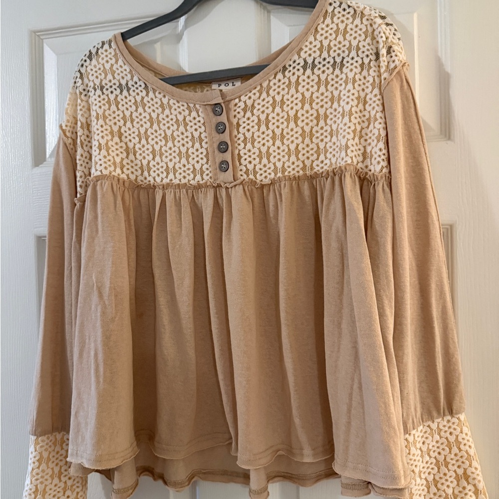 POL Women's Beige and Cream Blouse